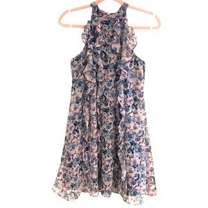BCBGeneration Blue Rose Light Pink Ruffle Sleeveless Dress Size Small